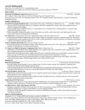 First page of Azam Mohamed's resume